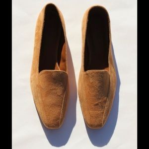 BY FAR Sabina Nude Suede Loafers